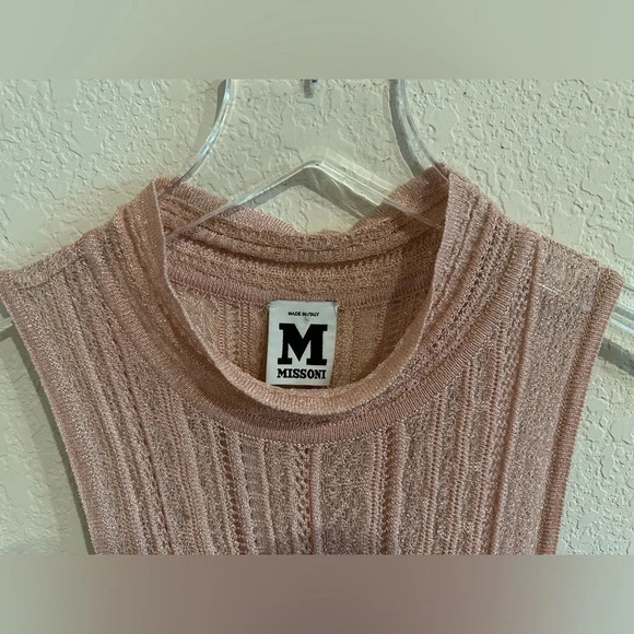 M Missoni Stretch Lace Peplum Dress US4 Baby Pink Shimmer Wedding - Picture 5 of 7